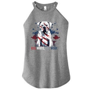 Patriotic 4th Of July Red White And Woof American Bulldog Gift Women's Perfect Tri Rocker Tank