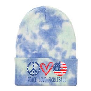 Pickleball 4th Of July Summer Tournament Peace Love Tie Dye 12in Knit Beanie