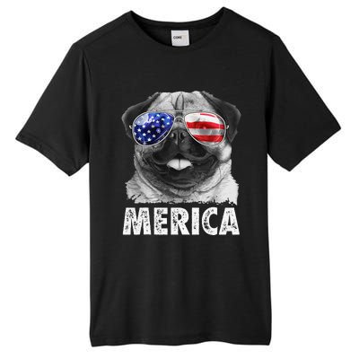 Pug 4th of July Merica  USA American Flag Tall Fusion ChromaSoft Performance T-Shirt