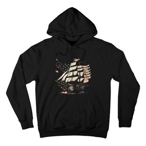 Pirate 4th of July American Flag USA America Funny Ship Boat Hoodie