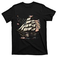 Pirate 4th of July American Flag USA America Funny Ship Boat T-Shirt