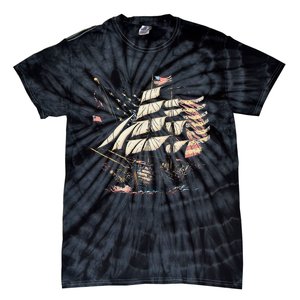 Pirate 4th of July American Flag USA America Funny Ship Boat Tie-Dye T-Shirt