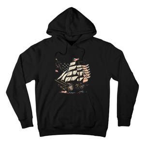 Pirate 4th of July American Flag USA America Funny Ship Boat Tall Hoodie