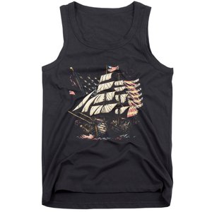 Pirate 4th of July American Flag USA America Funny Ship Boat Tank Top