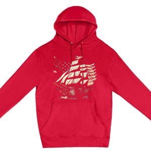 Pirate 4th of July American Flag USA America Funny Ship Boat Premium Pullover Hoodie