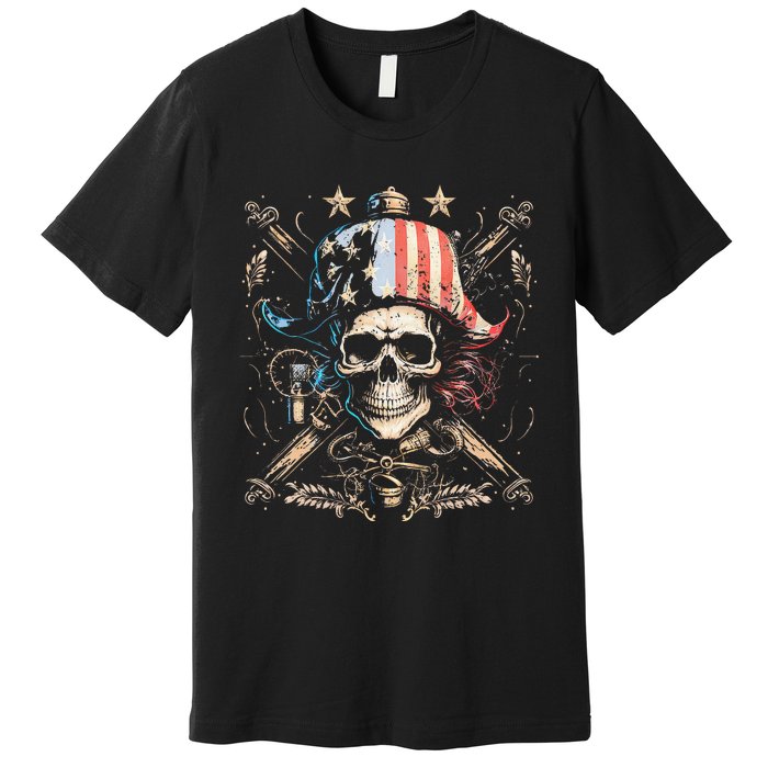 Pirate 4th of July American Flag USA America Funny Premium T-Shirt