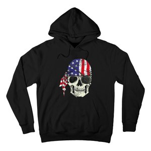 Pirate 4th of July Distressed USA Skull American Flag Hoodie