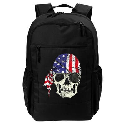 Pirate 4th of July Distressed USA Skull American Flag Backpack
