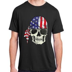 Pirate 4th of July Distressed USA Skull American Flag Adult ChromaSoft Performance T-Shirt