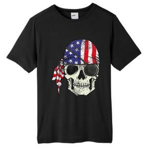 Pirate 4th of July Distressed USA Skull American Flag Tall Fusion ChromaSoft Performance T-Shirt