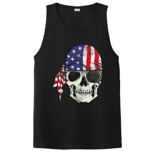 Pirate 4th of July Distressed USA Skull American Flag PosiCharge Competitor Tank