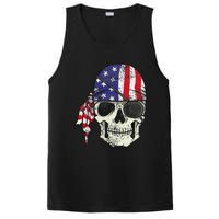 Pirate 4th of July Distressed USA Skull American Flag PosiCharge Competitor Tank