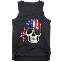 Pirate 4th of July Distressed USA Skull American Flag Tank Top