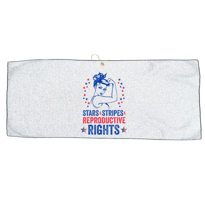 Patriotic 4th Of July Stars Stripes Reproductive Right Large Microfiber Waffle Golf Towel