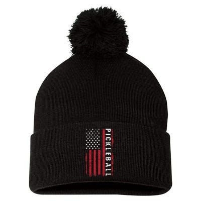 Pickleball 4th Of July Pom Pom 12in Knit Beanie