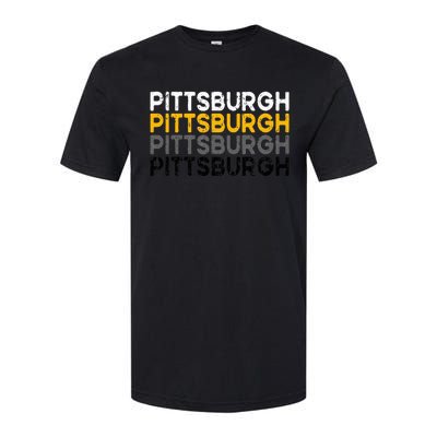 Pittsburgh 412 Pride Love Yinzer Faded Pa Letters Pgh Softstyle® CVC T-Shirt