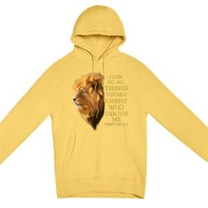 Philippians 413 Religious Lion Verses Funny Christian Gift Premium Pullover Hoodie