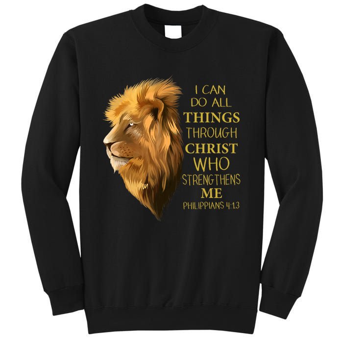 Philippians 413 Religious Lion Verses Funny Christian Gift Sweatshirt