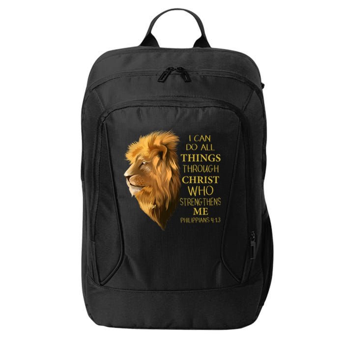 Philippians 413 Religious Lion Verses Funny Christian Gift City Backpack