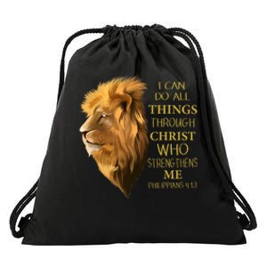 Philippians 413 Religious Lion Verses Funny Christian Gift Drawstring Bag