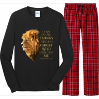 Philippians 413 Religious Lion Verses Funny Christian Gift Long Sleeve Pajama Set