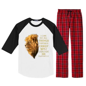 Philippians 413 Religious Lion Verses Funny Christian Gift Raglan Sleeve Pajama Set