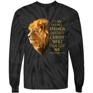 Philippians 413 Religious Lion Verses Funny Christian Gift Tie-Dye Long Sleeve Shirt