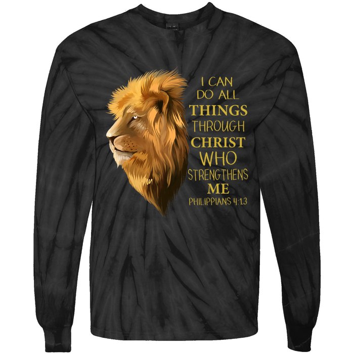 Philippians 413 Religious Lion Verses Funny Christian Gift Tie-Dye Long Sleeve Shirt