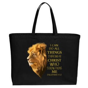 Philippians 413 Religious Lion Verses Funny Christian Gift Cotton Canvas Jumbo Tote