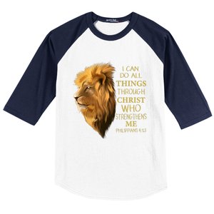 Philippians 413 Religious Lion Verses Funny Christian Gift Baseball Sleeve Shirt