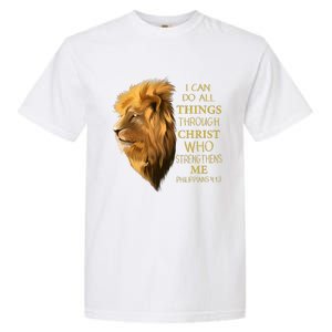 Philippians 413 Religious Lion Verses Funny Christian Gift Garment-Dyed Heavyweight T-Shirt