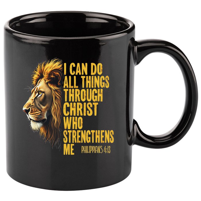 Philippians 413 Religious Lion Strengthens Christian  11oz C Handle Ceramic Mug