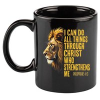 Philippians 413 Religious Lion Strengthens Christian  11oz C Handle Ceramic Mug
