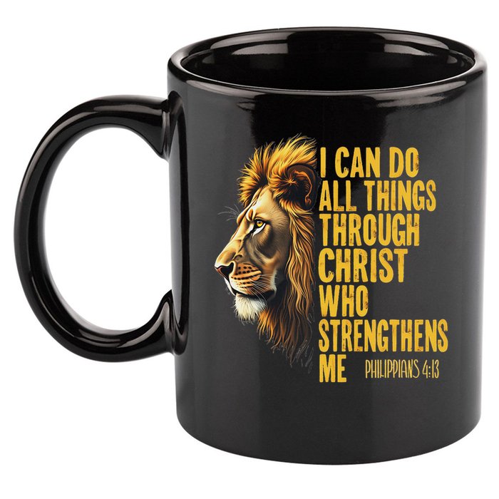 Philippians 413 Religious Lion Strengthens Christian  11oz C Handle Ceramic Mug