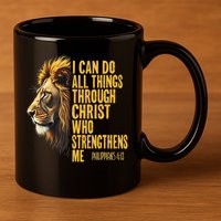 Philippians 413 Religious Lion Strengthens Christian  11oz C Handle Ceramic Mug