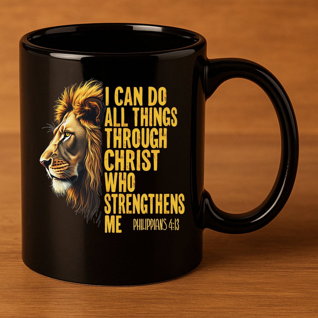 Philippians 413 Religious Lion Strengthens Christian  11oz C Handle Ceramic Mug
