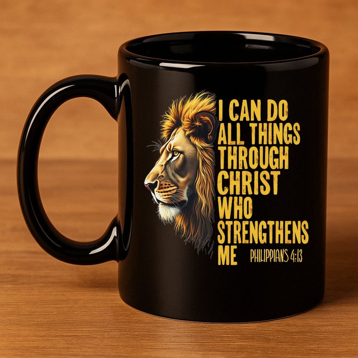 Philippians 413 Religious Lion Strengthens Christian  11oz C Handle Ceramic Mug