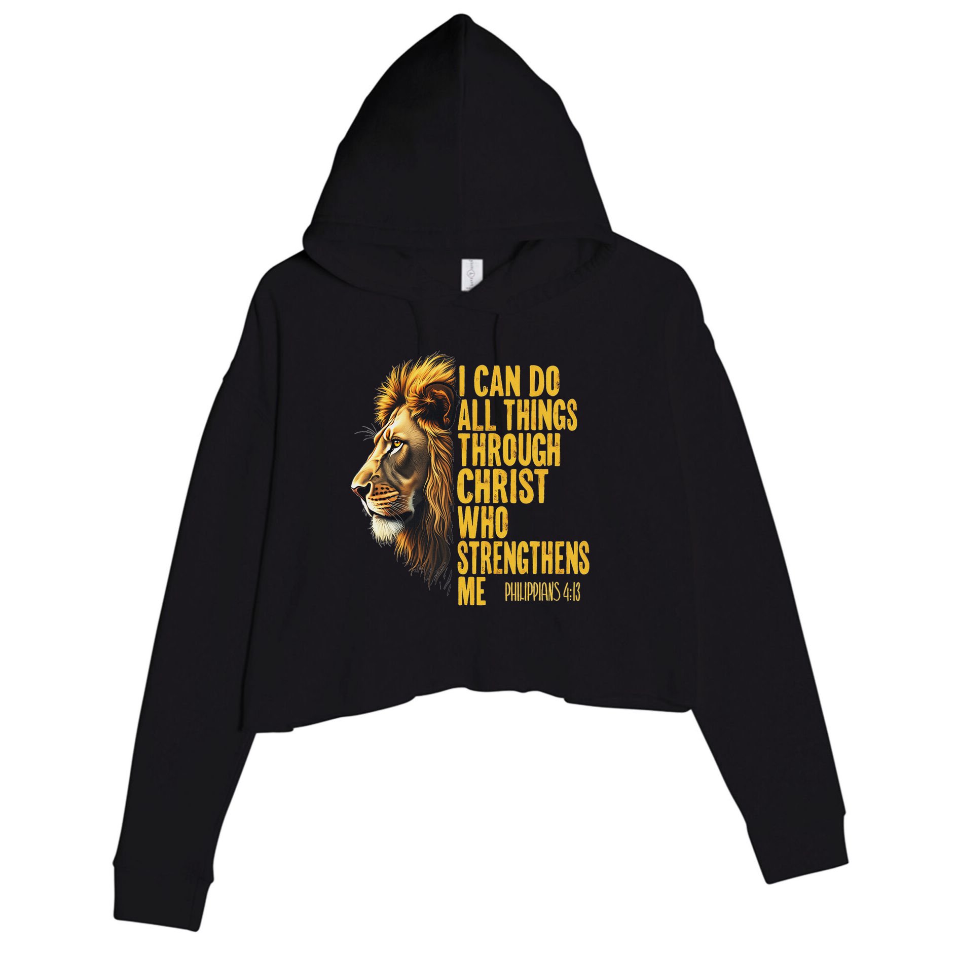 Philippians 413 Religious Lion Strengthens Christian  Crop Fleece Hoodie