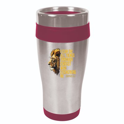 Philippians 413 Religious Lion Strengthens Christian  16oz Travel Tumbler