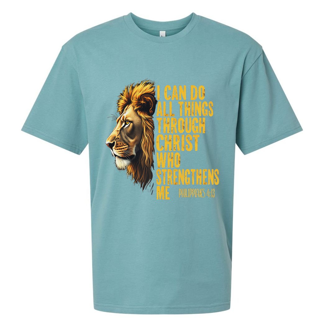 Philippians 413 Religious Lion Strengthens Christian  Sueded Cloud Jersey T-Shirt