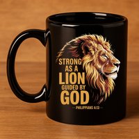 Philippians 413 Religious Lion Strengthens Christian 11oz C Handle Ceramic Mug