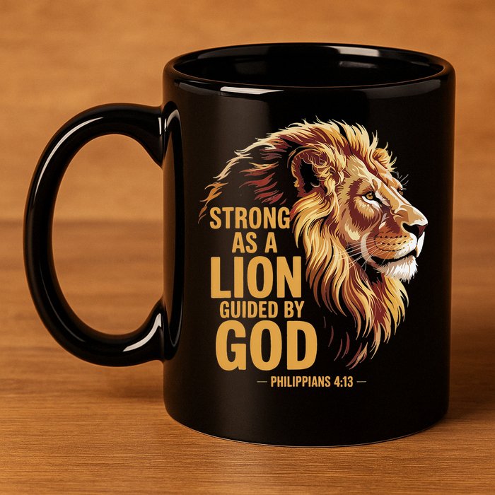 Philippians 413 Religious Lion Strengthens Christian 11oz C Handle Ceramic Mug