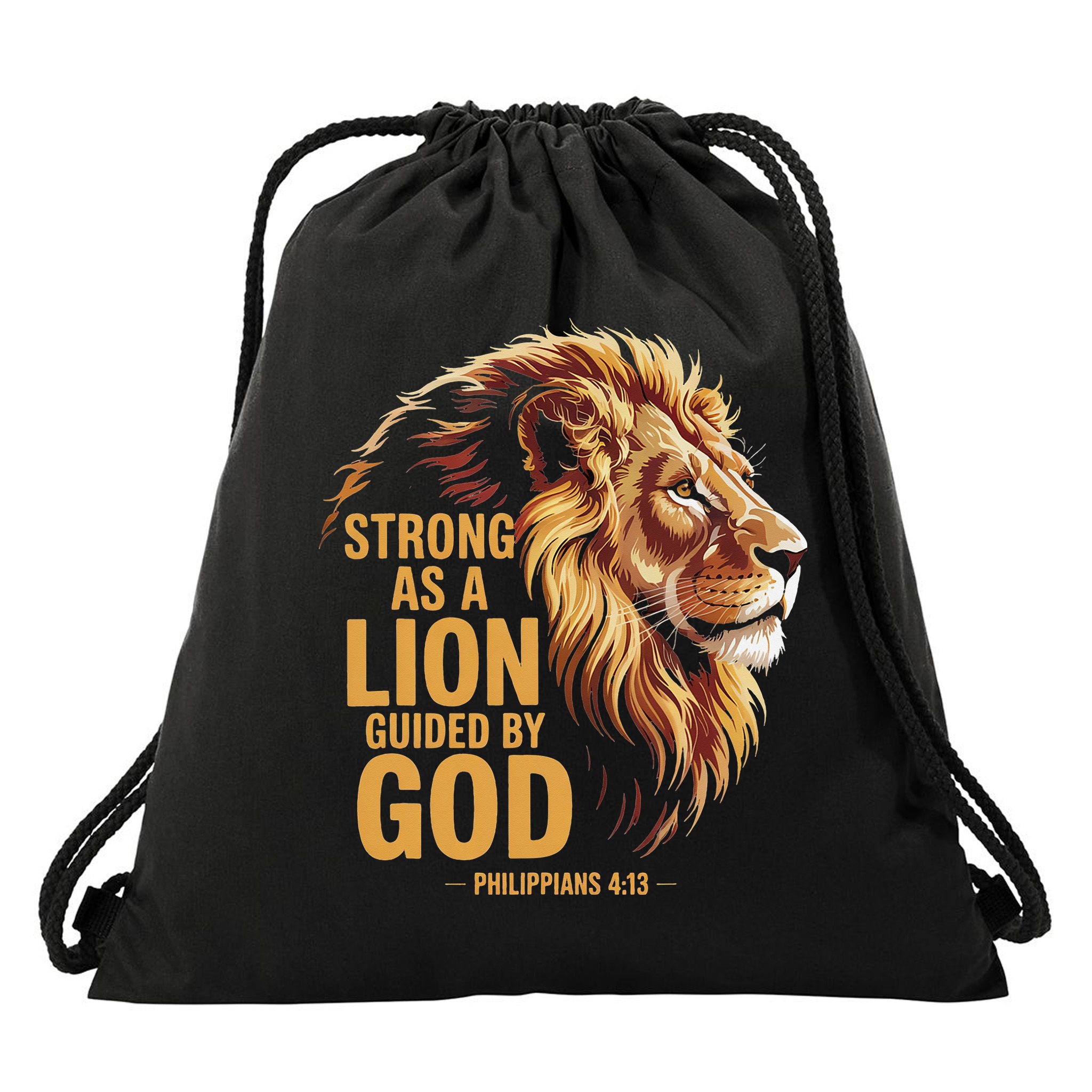 Philippians 413 Religious Lion Strengthens Christian Drawstring Bag