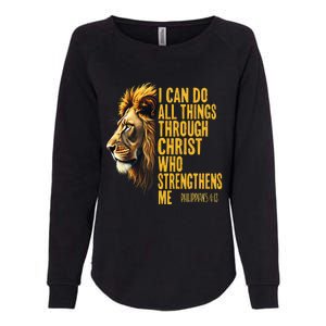 Philippians 413 Religious Lion Strengthens Christian 0haldo Womens California Wash Sweatshirt