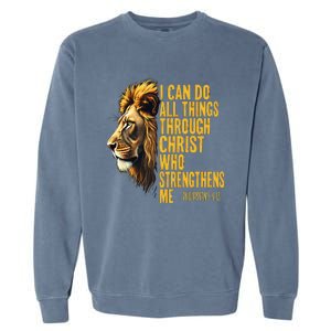 Philippians 413 Religious Lion Strengthens Christian 0haldo Garment-Dyed Sweatshirt