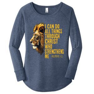 Philippians 413 Religious Lion Strengthens Christian 0haldo Women's Perfect Tri Tunic Long Sleeve Shirt