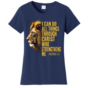 Philippians 413 Religious Lion Strengthens Christian 0haldo Women's T-Shirt