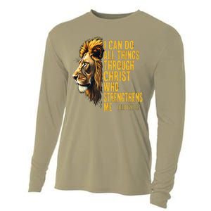 Philippians 413 Religious Lion Strengthens Christian 0haldo Cooling Performance Long Sleeve Crew