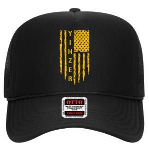 Pittsburgh 412 Steel City Yinzer Flag High Crown Mesh Back Trucker Hat