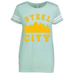 Pittsburgh 412 Steel City Skyline Pennsylvania Home Pride Enza Ladies Jersey Football T-Shirt